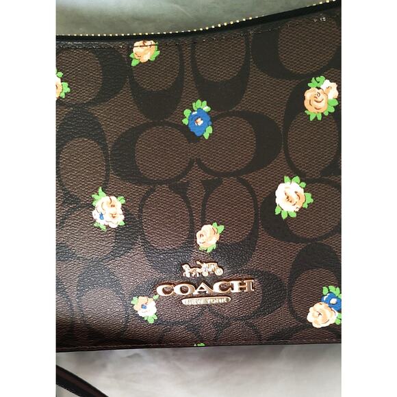 Coach Jes Baguette Brown w/Mini Roses Crossbody Small NWT C6823 Aug 2021 L Strap - Picture 4 of 13